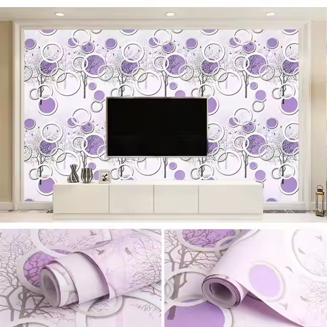 Wallpaper Dinding Polkadot Ungu Wallpaper Stiker Terbaru Tebal