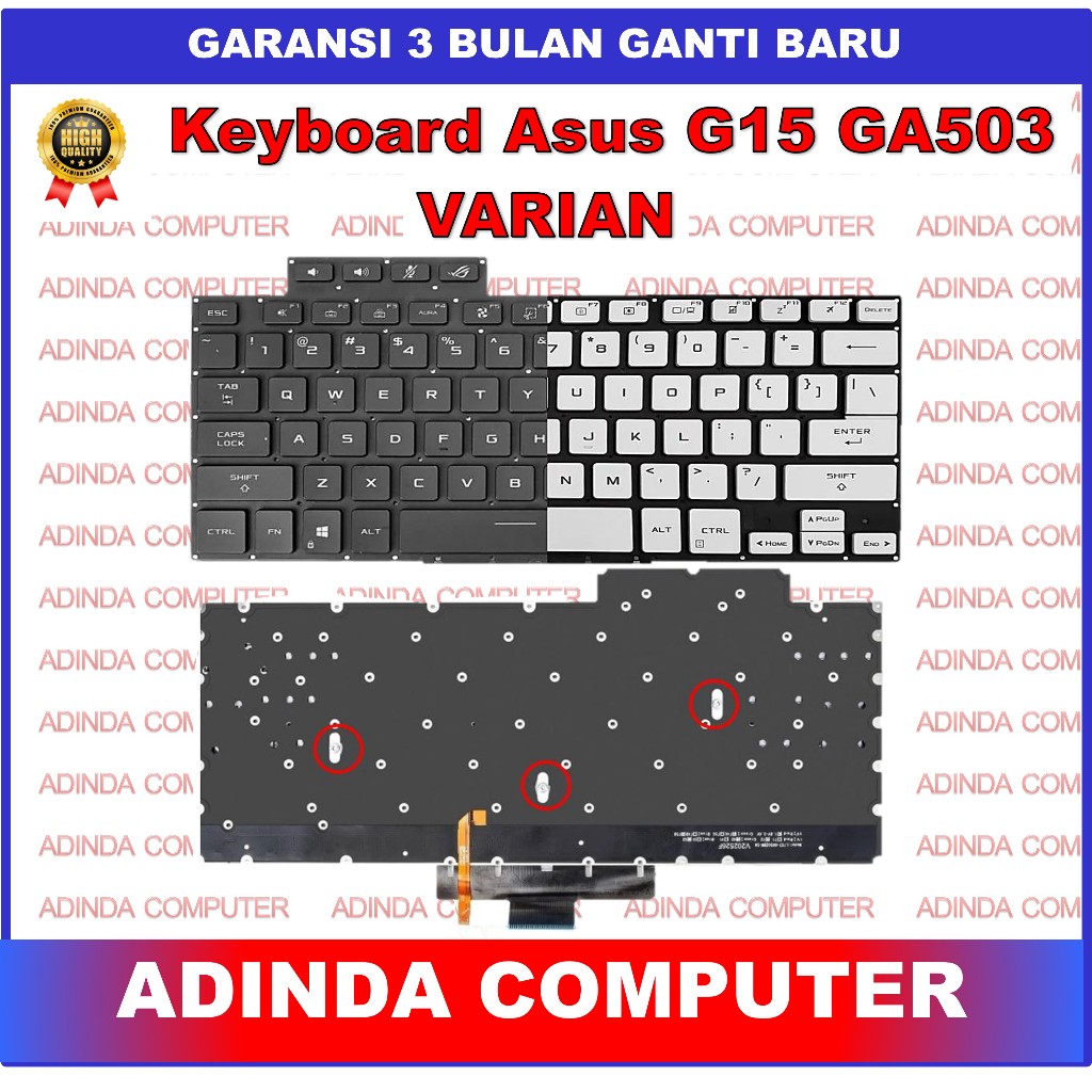 Keyboard Asus ROG Zephyrus G15 GA503 ‎GA503QM GA503RM Silver Backlight Backlit Backlite