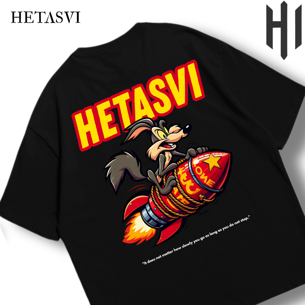 Hetasvi Kaos Pria & Wanita Lengan Pendek T-shirt Regular HETASVI Kaos Looney Tunes Wile E. Coyote De