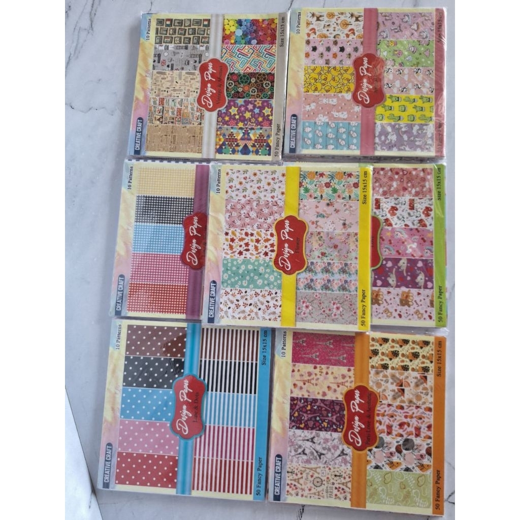

KERTAS ORIGAMI FANCY 15X15 Creative Craft 1 pak 50 l terdiri dari 10 macam motif