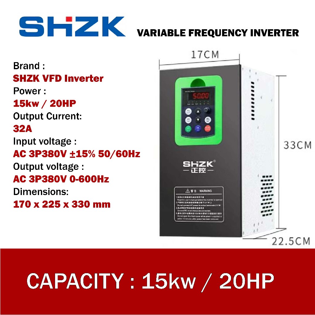 Inverter SHZK 20 HP 15KW 380V 3Phase 3P VFD Variable Frequency Drive