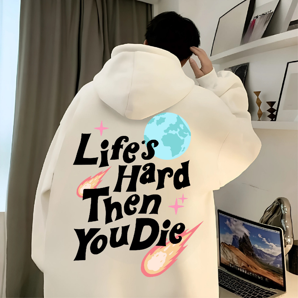 FENJACK Hoodie Jumper Life Hard (Sablon) M -XXL (Pria & Wanita)