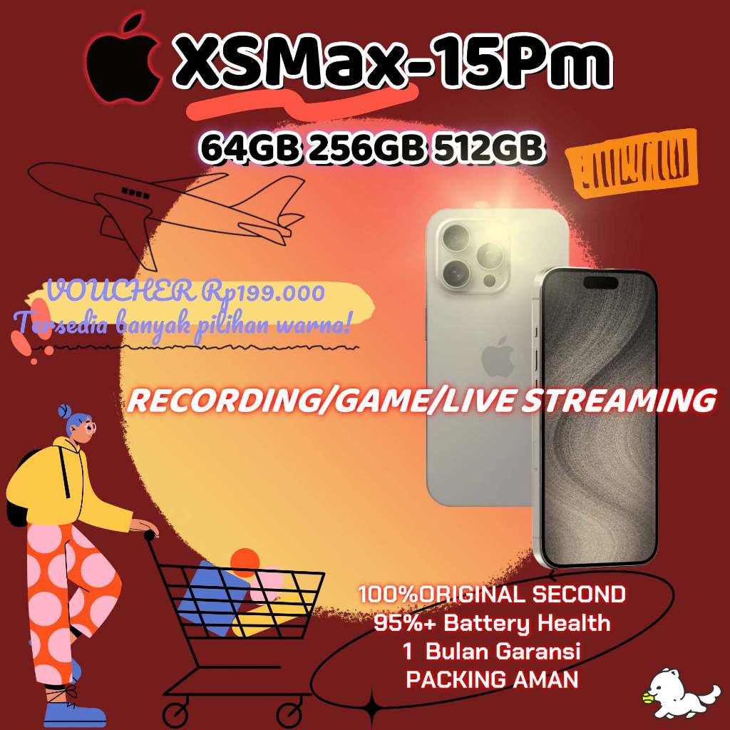 ip 15 PRO MAX Second Normal 64GB 256GB 512GB Inter Bekas Phone Cell (XS MAX Ganti housing 15pro max)