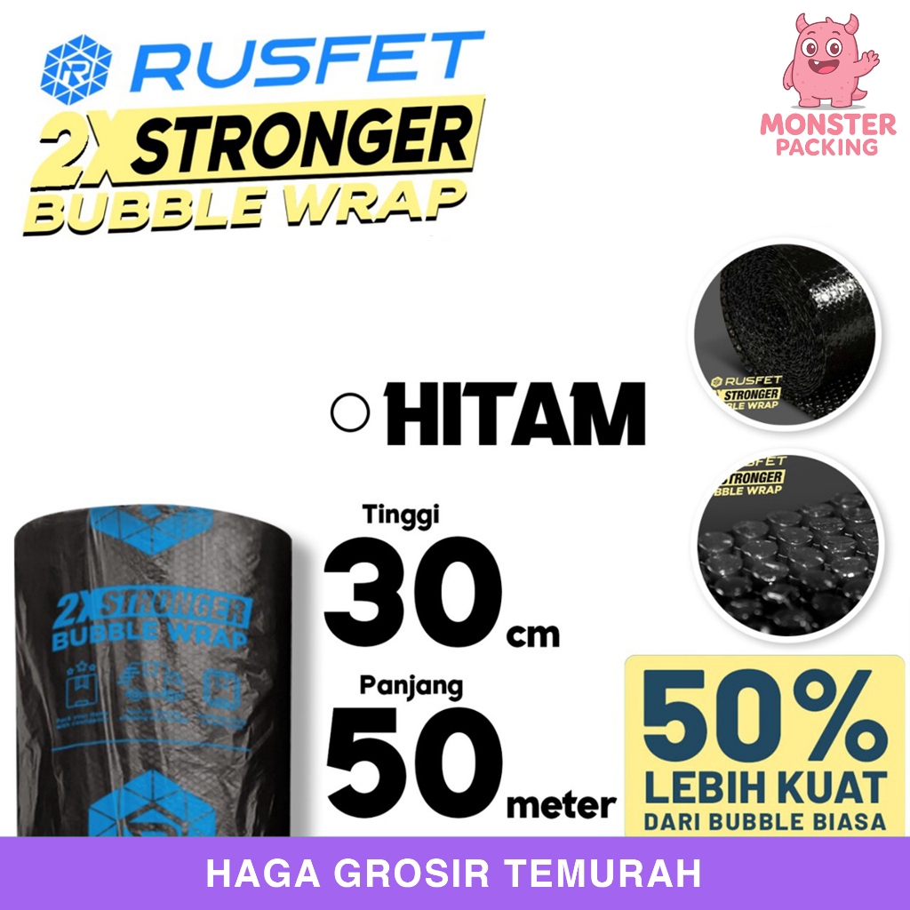 

Bubble Wrap 30cm x 50meter RUSFET HITAM Bubblewrap TERMURAH / ROLL - Hitam Rusfet, 30cm x 50meter