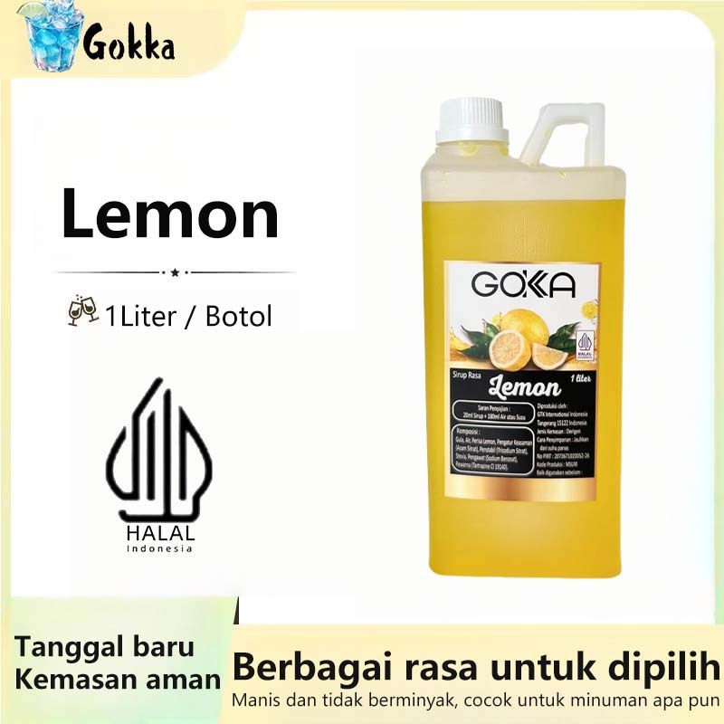 

GOKKA Sirup Minuman Rasa Lemon 1L Syrup / Sirup Lemon Sertifikasi Halal