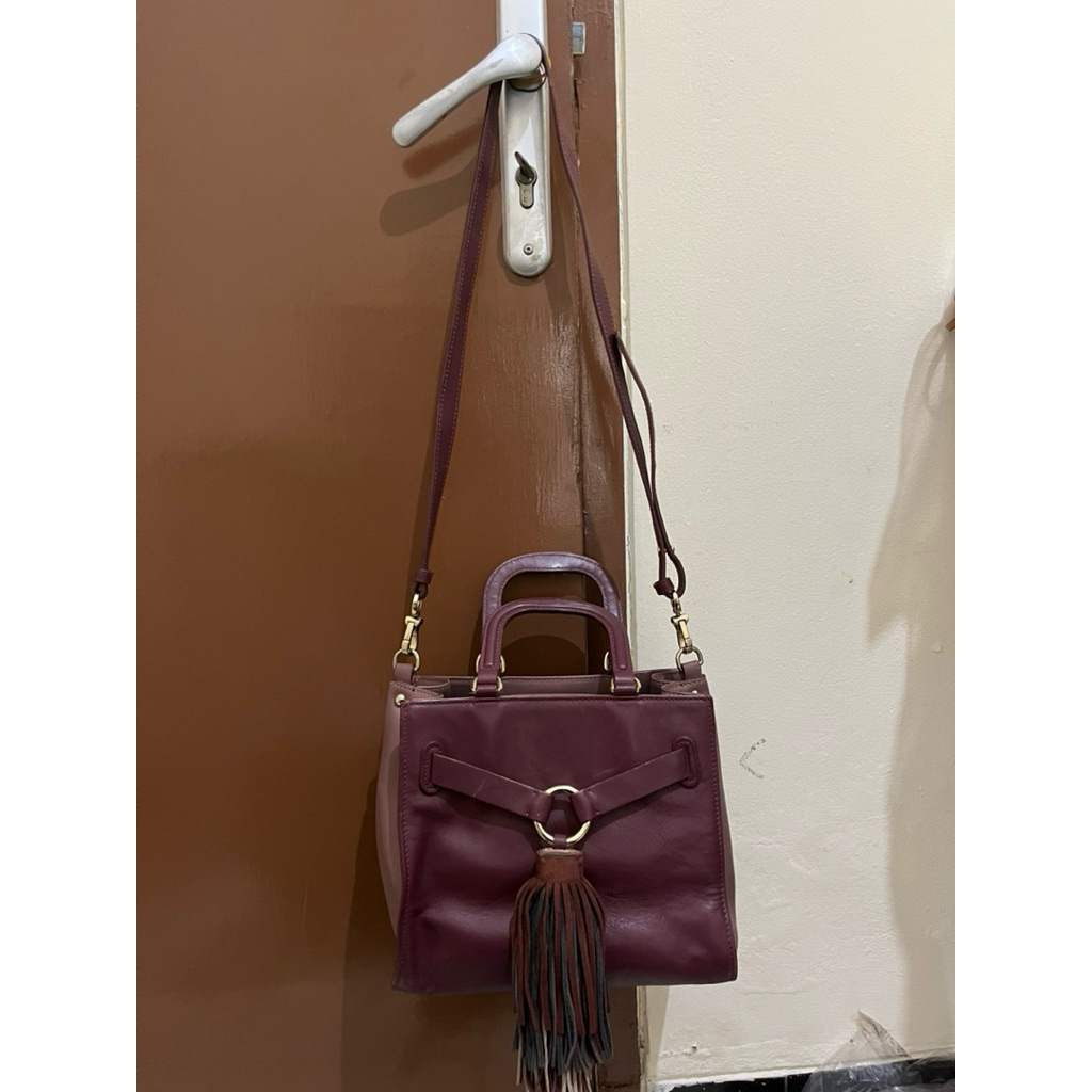 Tas Preloved Top Handle Sling Bag Kulit Asli Dissona
