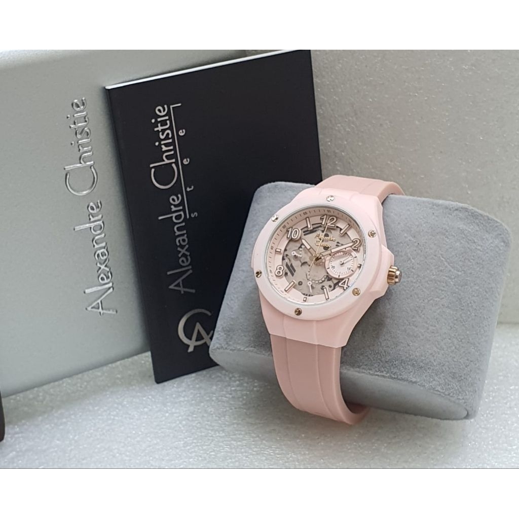 JAM TANGAN CEWEK ALEXANDER CRISTIEN 2A02 ORIGINAL TALI KARET