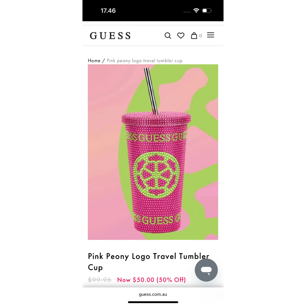 Pink Peony Logo Travel Tumbler Guess