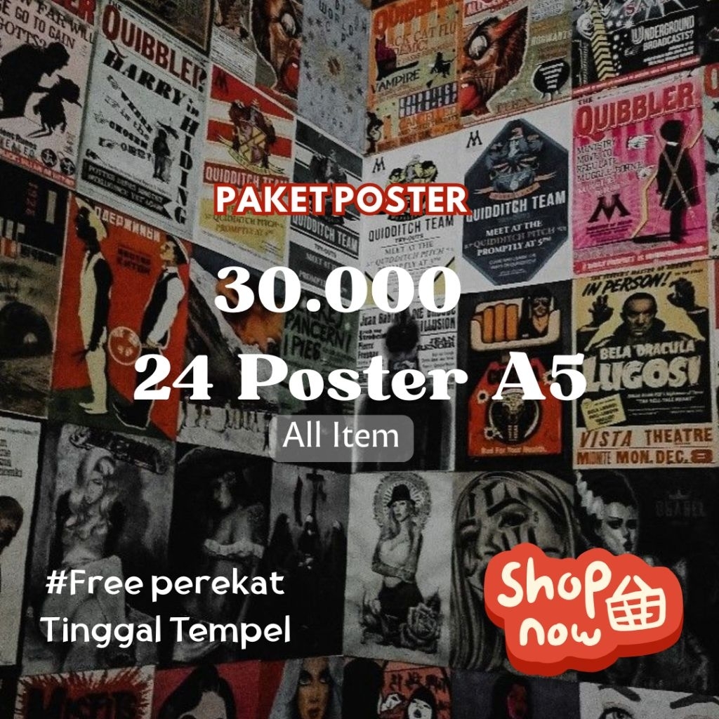 Poster Stiker dinding aesthetic/A5/24pcs