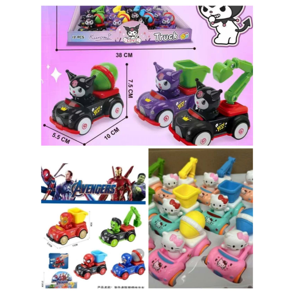 MAINAN MOBIL MINI TARIK PULLBACK KUROMI // HELLO KITTY // AVENGERS