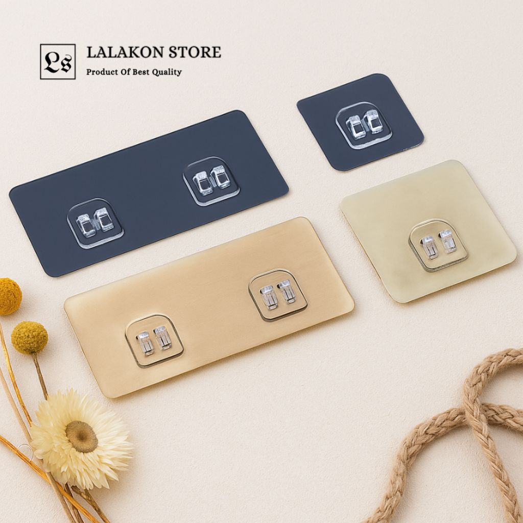 Tempelan Hook Rak Dinding - Hook Perekat Tanpa Paku Gantungan Hook Perekat Double Tape Dinding Kuat 