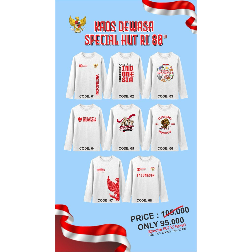 Kaos 17 Agustus Unisex Lengan Panjang Putih Terbaru – Desain Merdeka Keren & Nyaman
