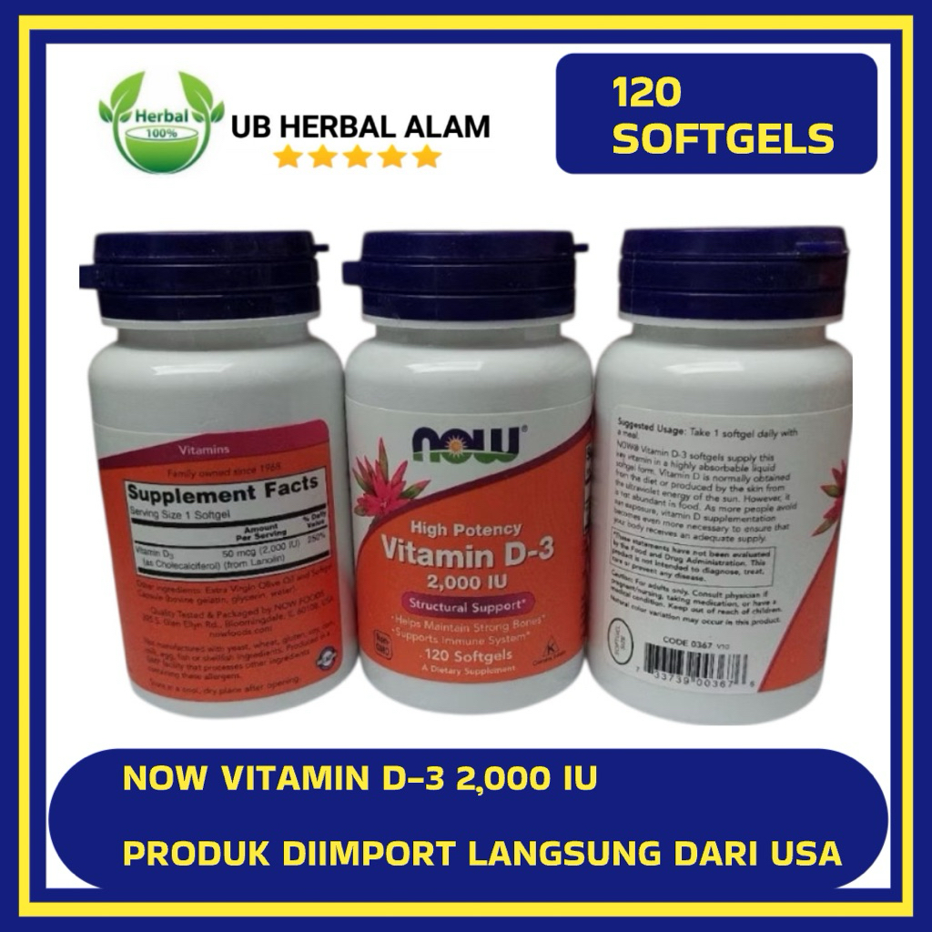 Now Vitamin D3 2000 IU 120 softgels d3 2000iu now USA