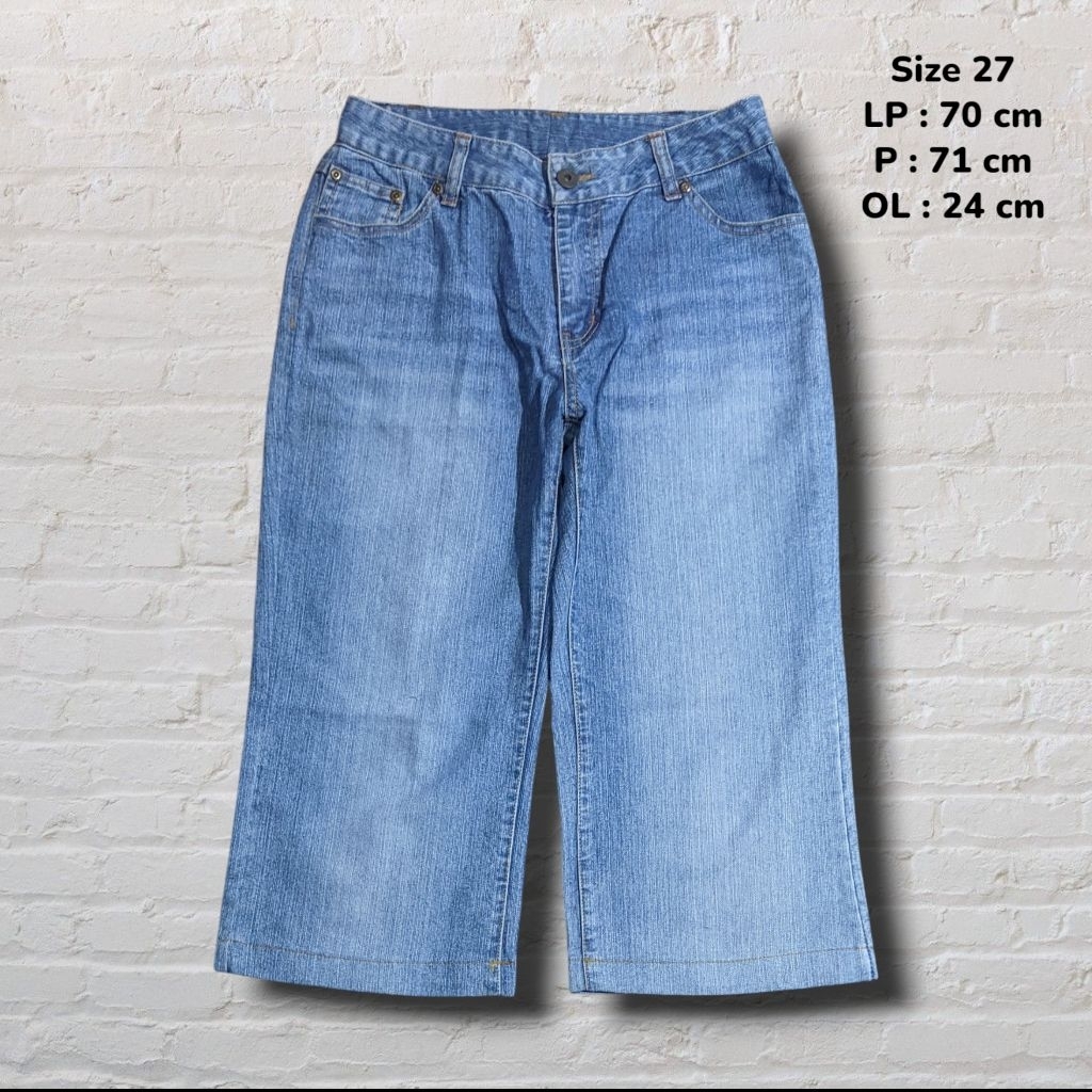 Size 27 Celana Pendek Shortpants Jeans Jorts Blue Washed Fading    Second Preloved #CP75