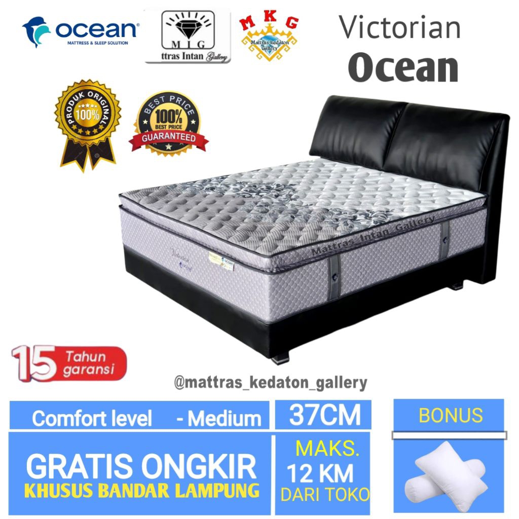 Kasur Ocean Springbed Victorian Latex T37 Cm - kasur spring bed ocean Spring bed size 160 - 180 band