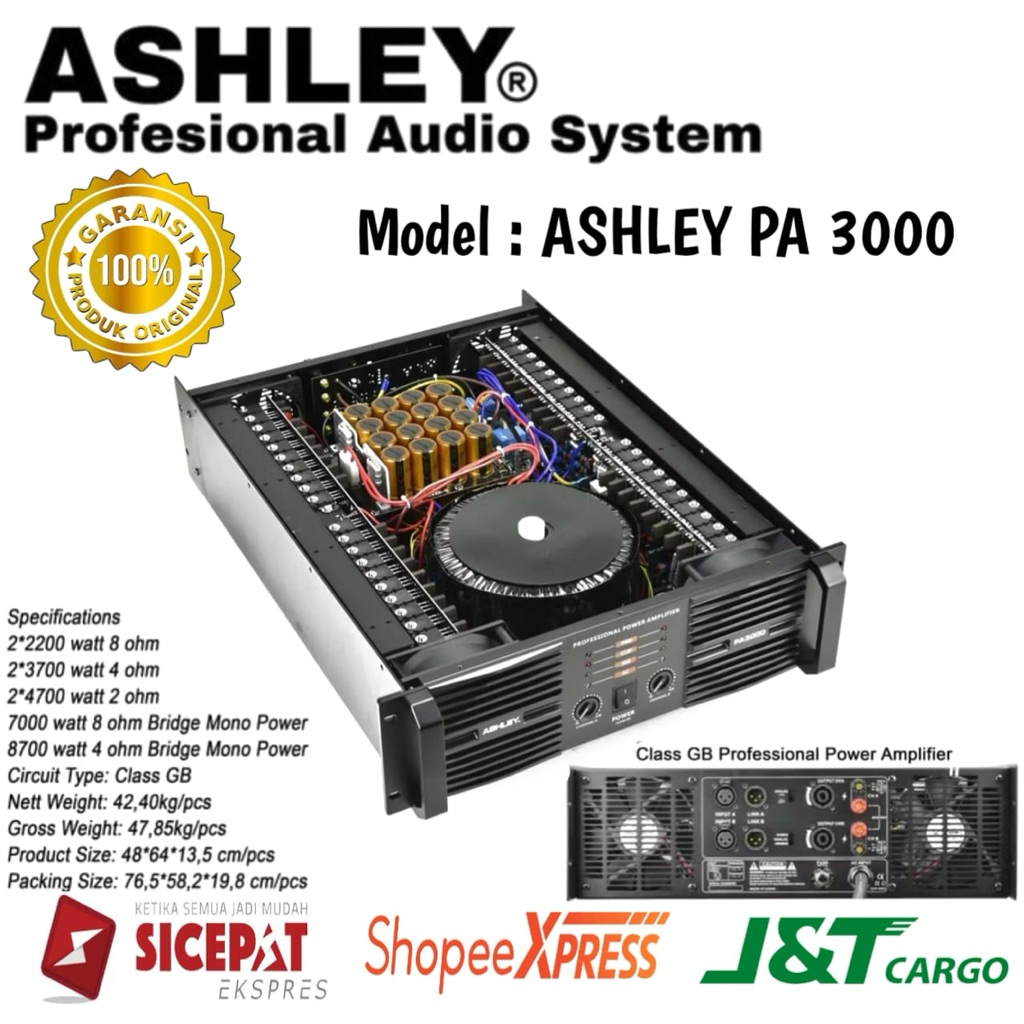 Power Amplifier Ashley Pa3000 Original Power Amplifier Ashley 2 Channel Class GB