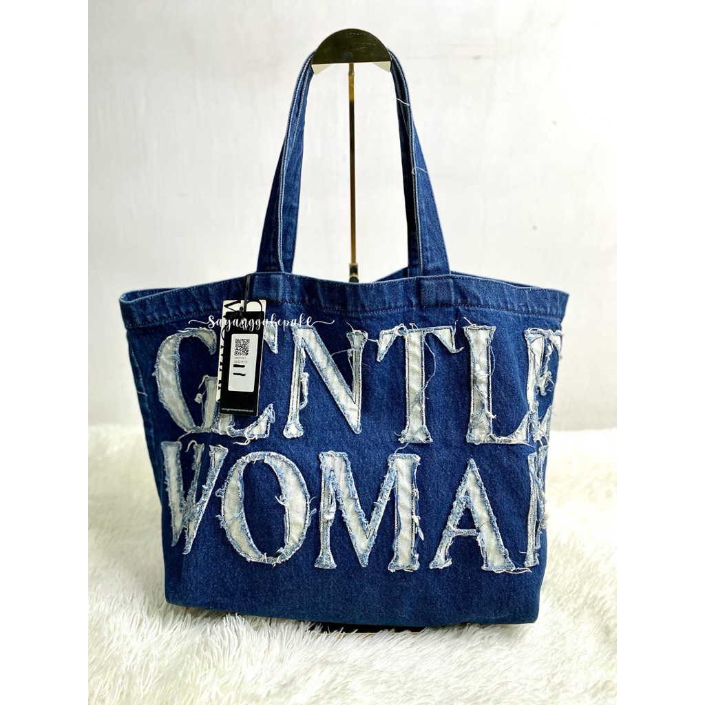 Preloved Gentle Woman Denim Tote Bag Tas GW GTWM Women Navy