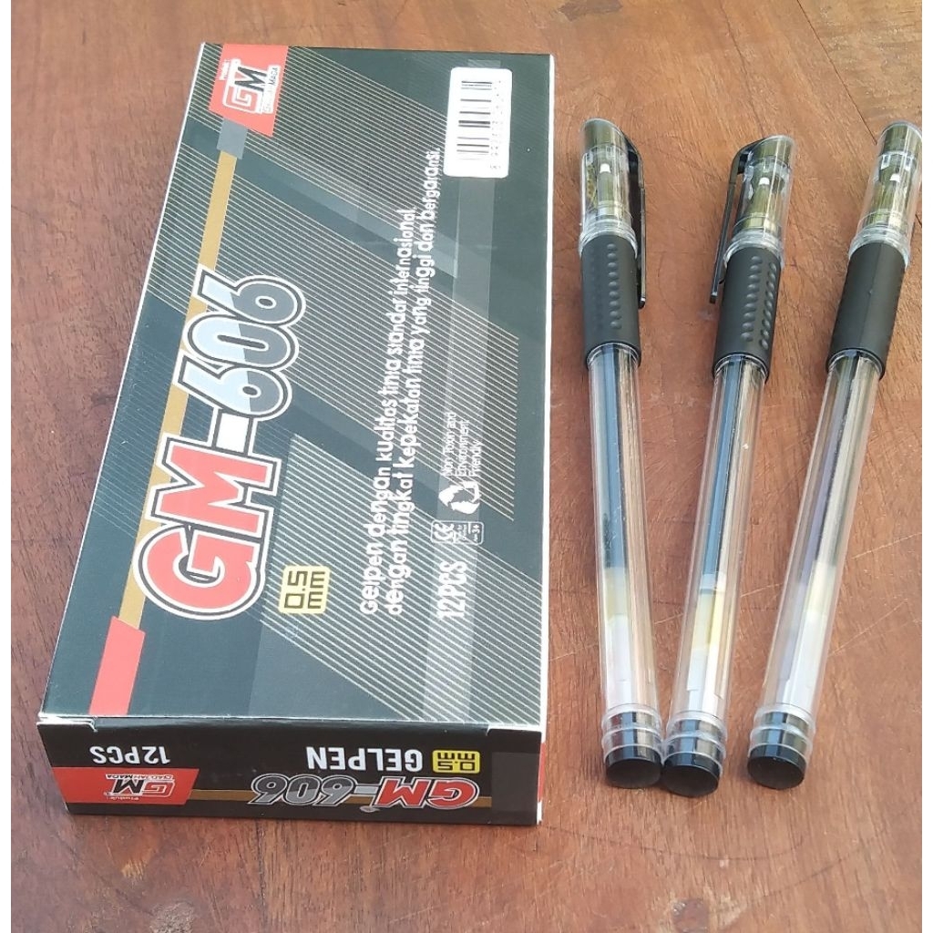 

GM 606 pulpen ballpoin bolpen gel hitam 1pak 12pcs