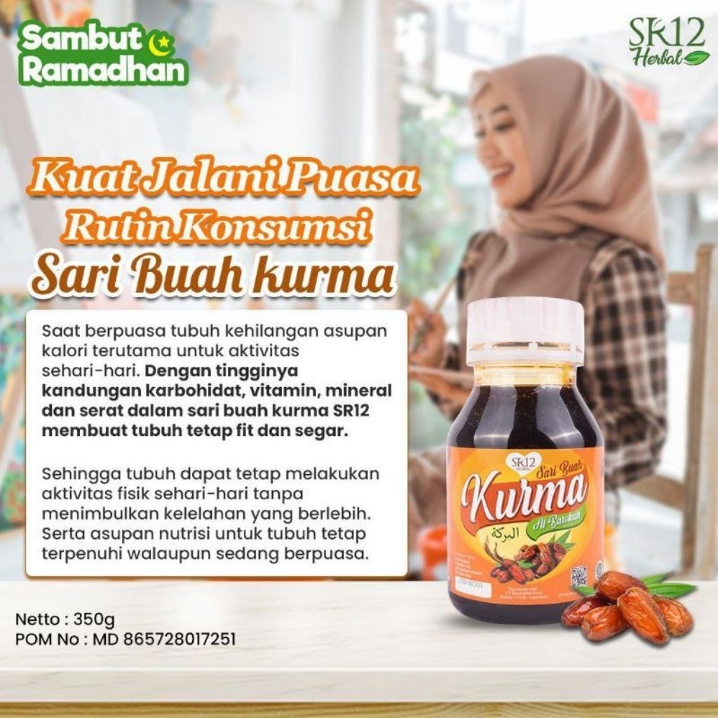 

SR12 SARI BUAH KURMA SR12 | Sebagai sumber energi bagi orang berpuasa | Meningkatkan stamina tubuh
