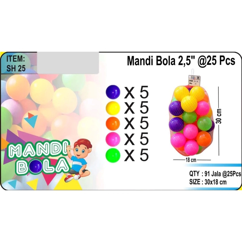 MANDI BOLA WARNA WARNI ISI 25 (SH 25)