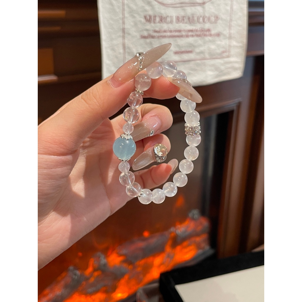 Gelang Batu Alam Natural Brazil kyanite Top Grade HQ Aquamarine