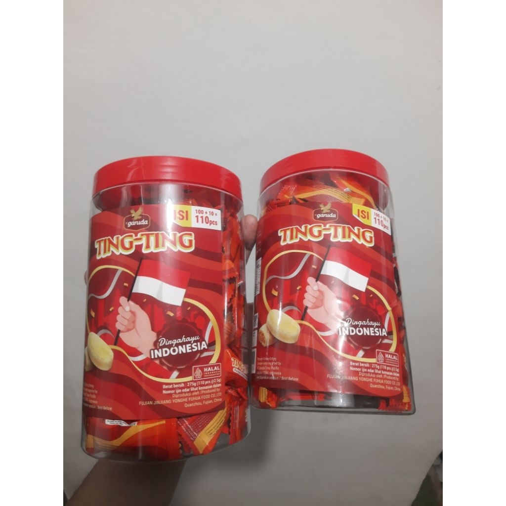 

GARUDA TING-TING PERMEN JADUL KEMASAN DALAM TOPLES BARU ISI 110 PCS @2,5g ISI BERSIH 275g