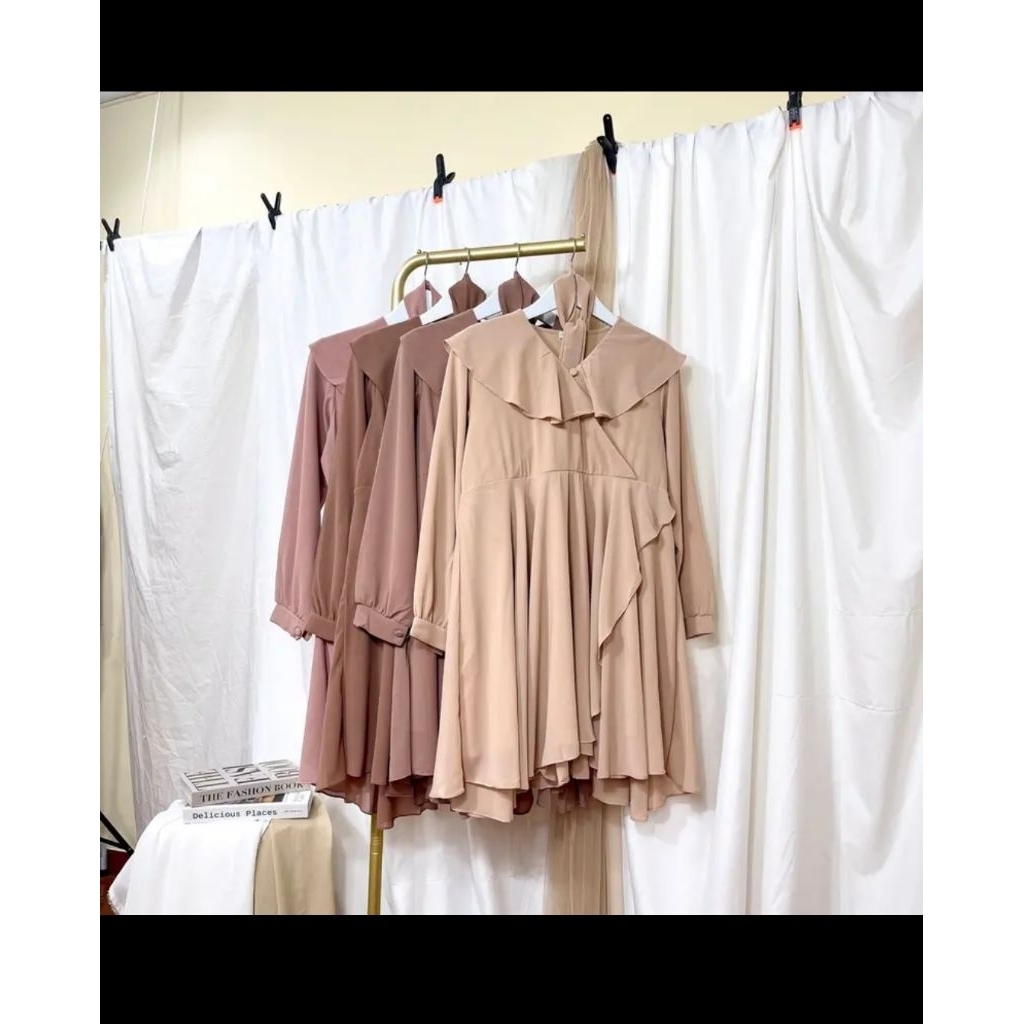 nhzabal - tunik Karina rok wilo skirt by yuk kemari original by ARZ FAMILY warna Biscuit