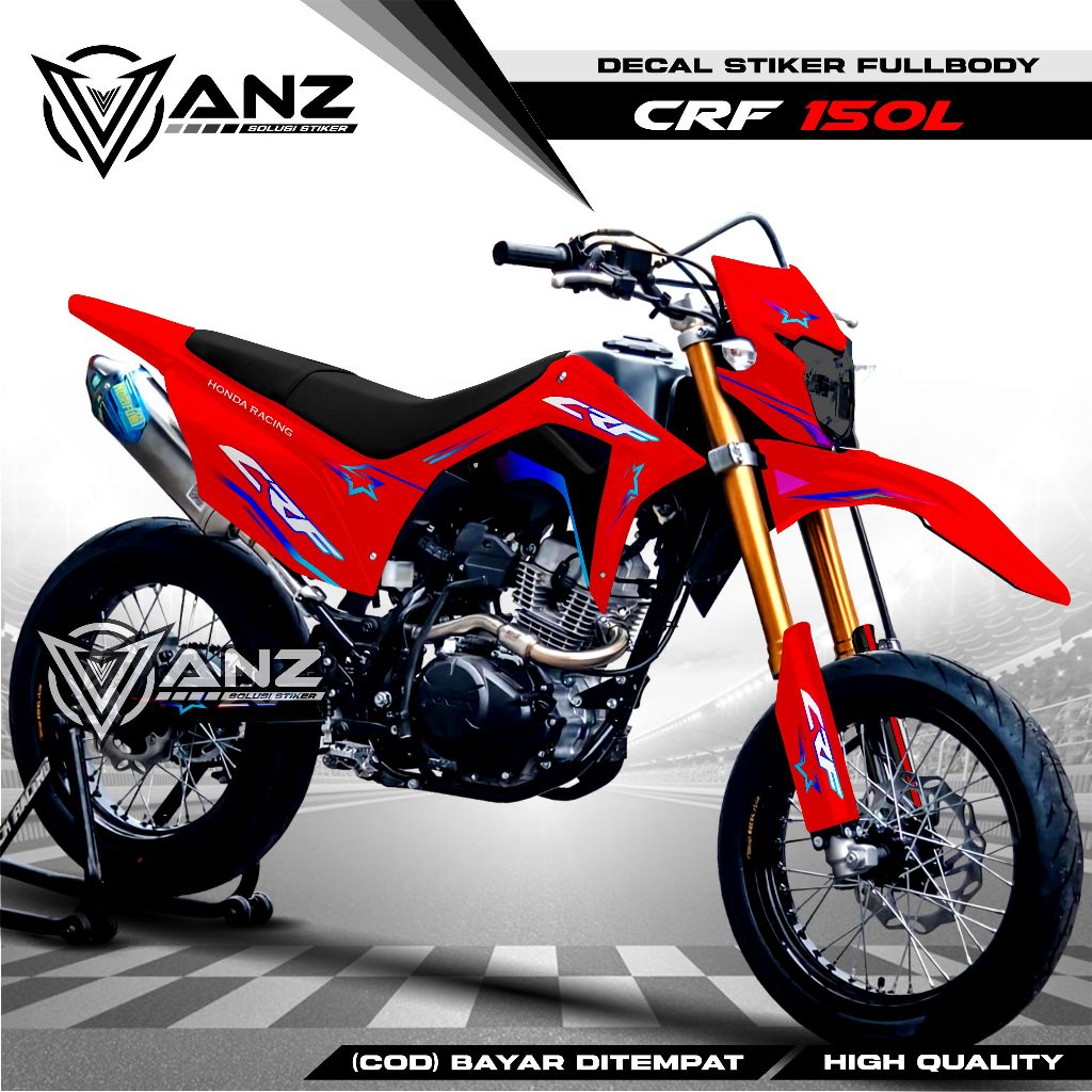 Stikcer  Stiker Decal CRF 150 New L  2018 Minimalis Fullbody Dekal CRF 150 L Motif 1 Warna Tahan Lam