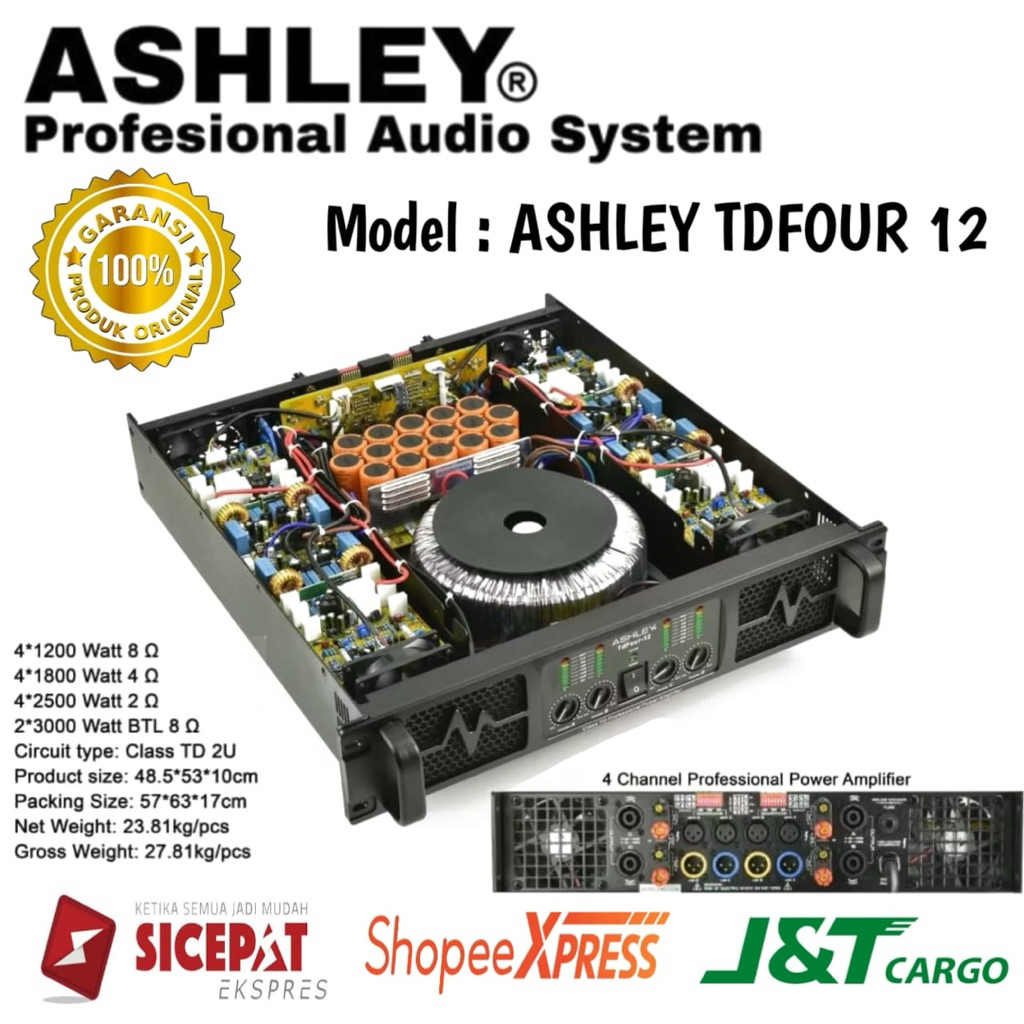 Power Amplifier Ashley Tdfour12 Original Power amplifier ashley 4 Channel Class TD 2U