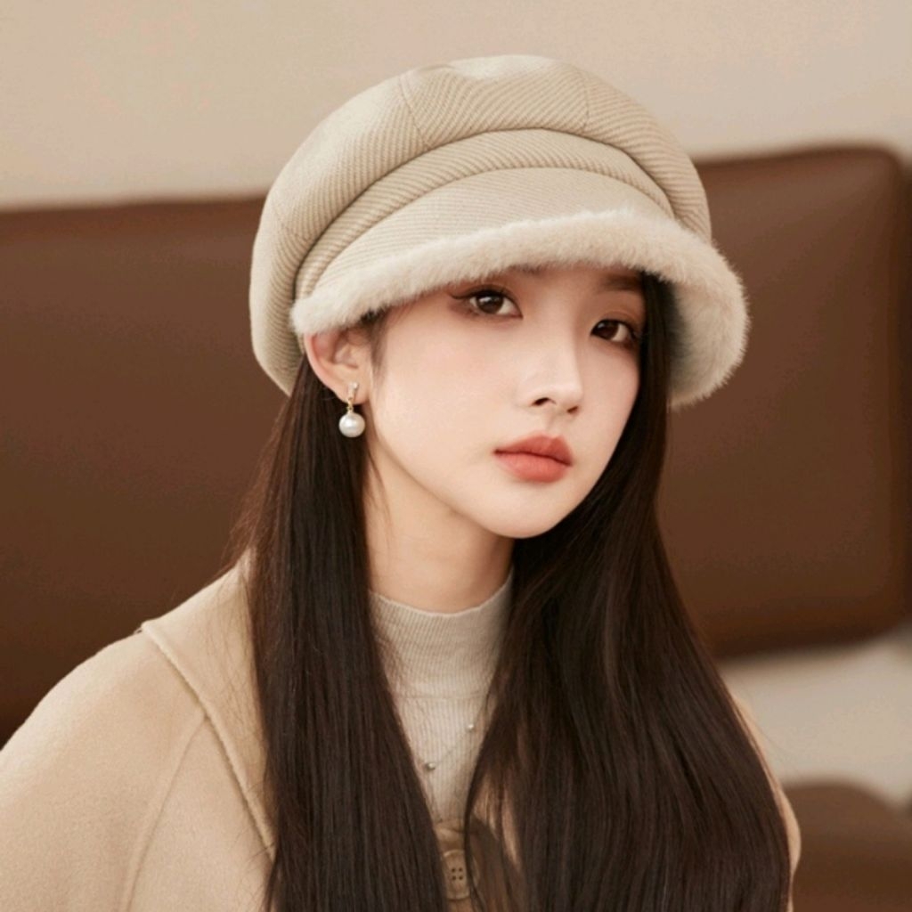 Topi Baret Wanita Winter Musim Dingin Model Newsboy Beret Korea Fashion