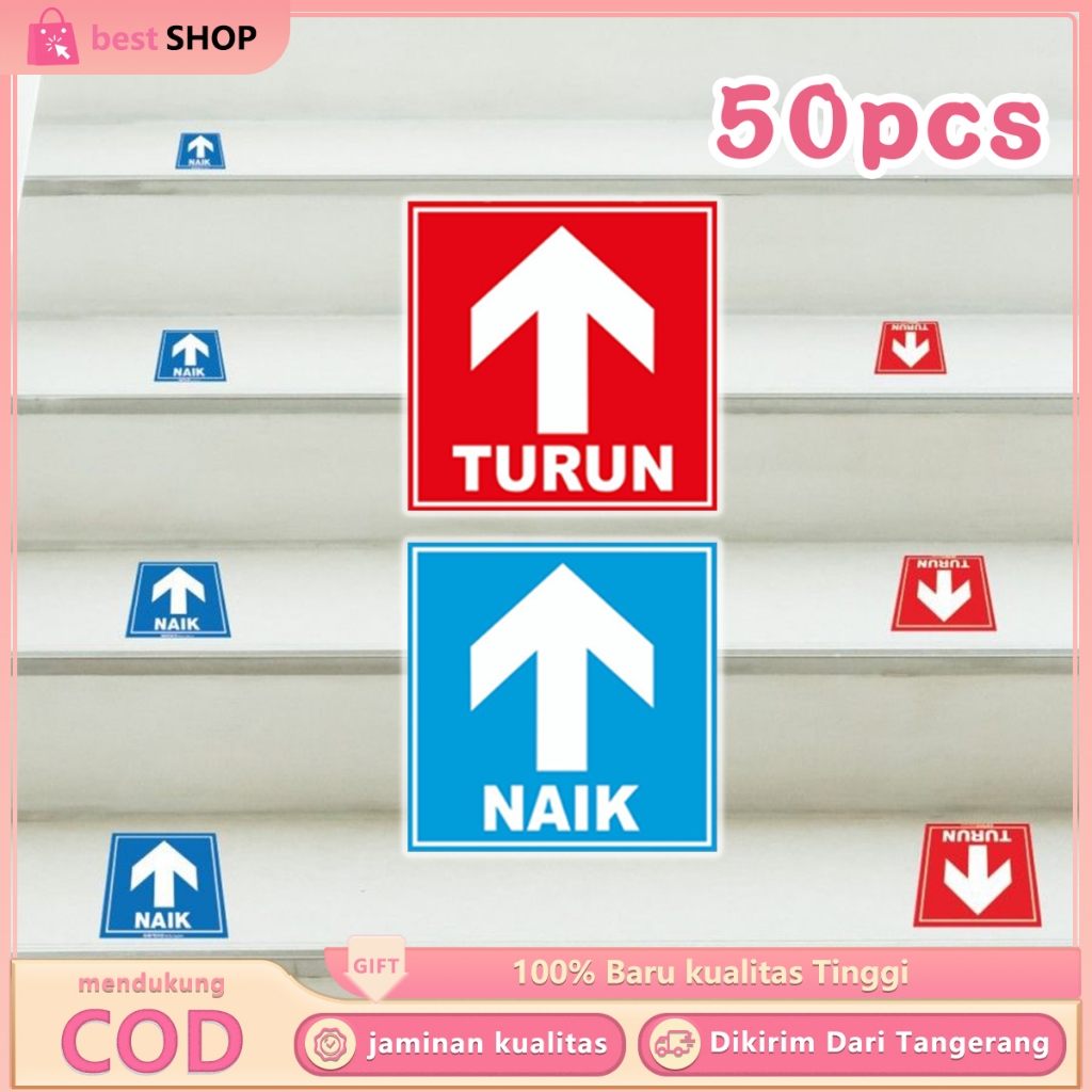 

50PCS Stiker Naik Turun Tangga Sticker Tangga Rumah Stiker Tanda Panah Stiker Sign Panah