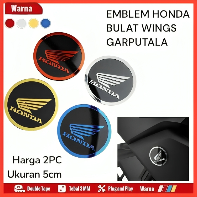 EMBLEM LOGO HONDA BULAT WINGS  MOTIF TIMBUL ( 2PC ) / emblem logo honda TImbul 3D Honda Wings Logo H