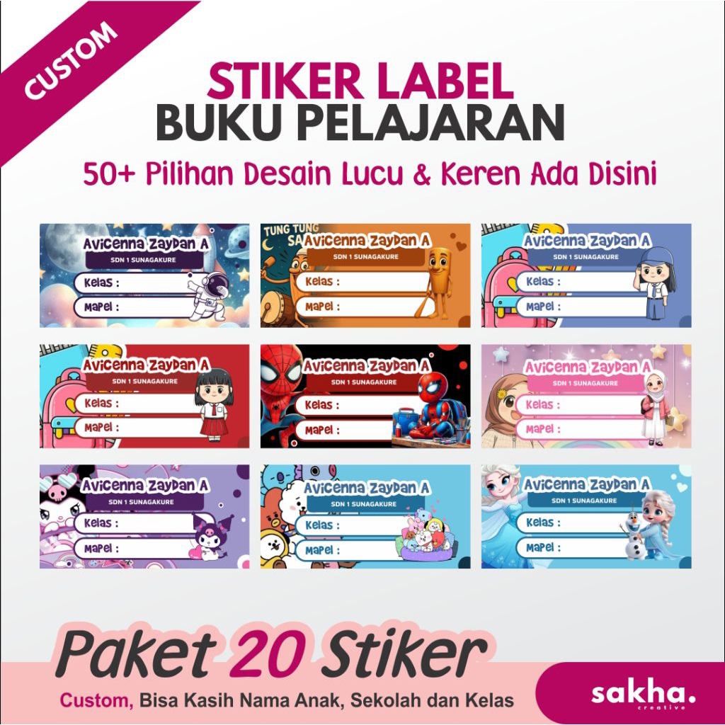 

Paket Stiker label buku pelajaran/ label buku sekolah/ label buku mapel