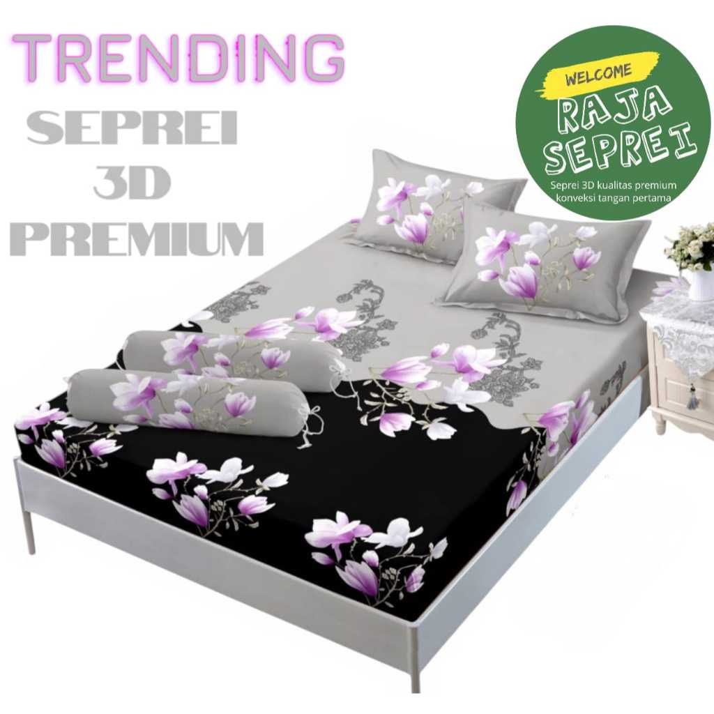 SEPREI PREMIUM ANTI LUNTUR BAHAN BONITA 3D DISPERSE UKURAN 180X200 160X200 120X200 T20CM FULL SET SA