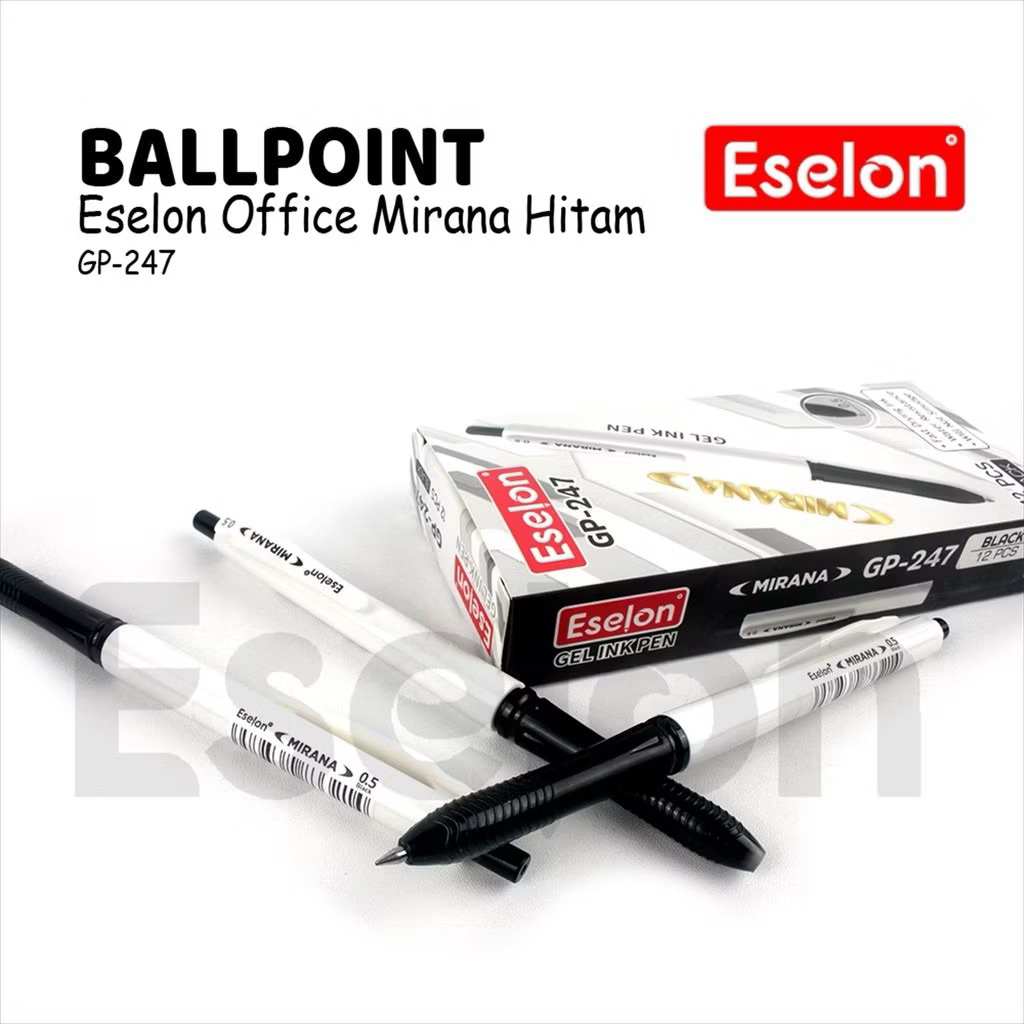 

12buah Ballpoint Eselon GP-247 / Ballpoint Gel Cetek Mirana