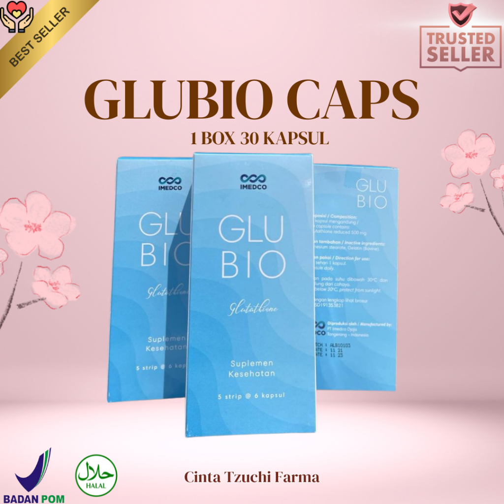 GLUBIO Glu Bio Caps kapsul suplemen anti aging, Detoksifikasi, Antioksidan, Pencerah kulit