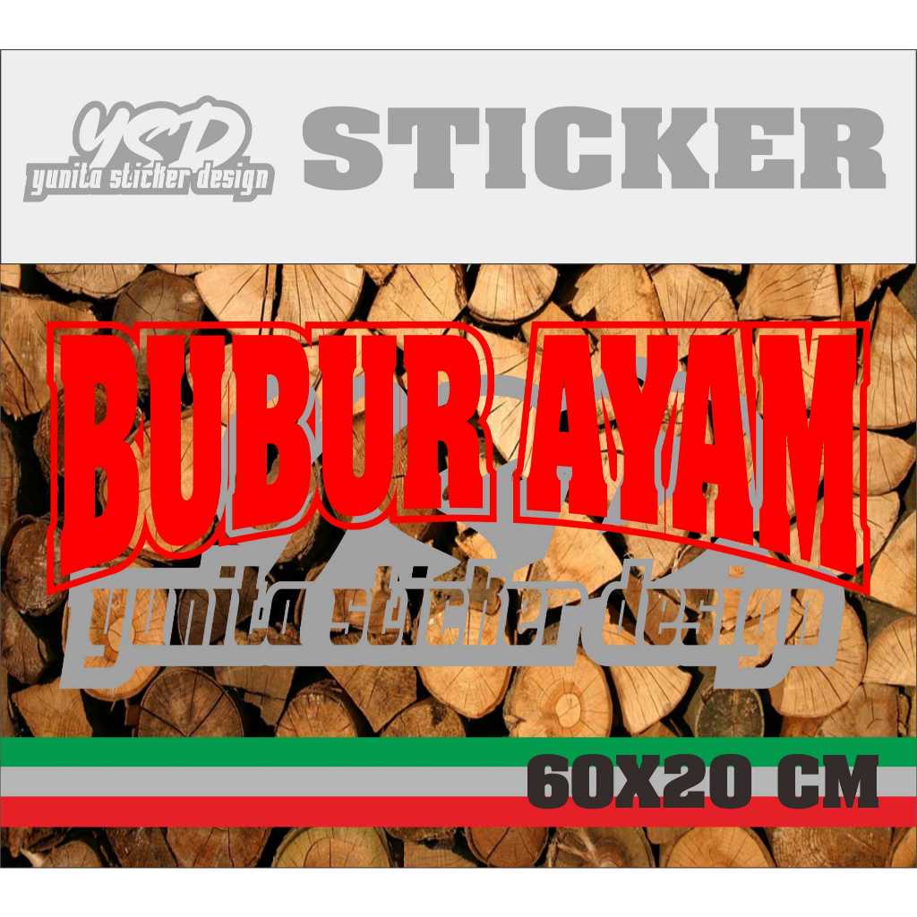

CUTTING STICKER TULISAN BUBUR AYAM MODEL BOLONG UKURAN 60X20 CM