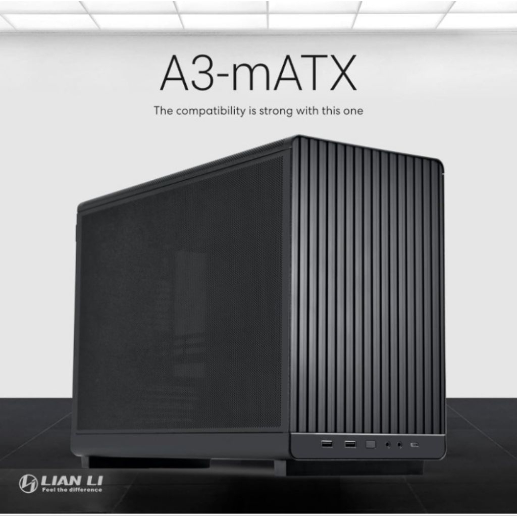Lian Li A3-mATX-26.3L Micro Chassis Black-Flexible Power Supply Installation-No Fans Included