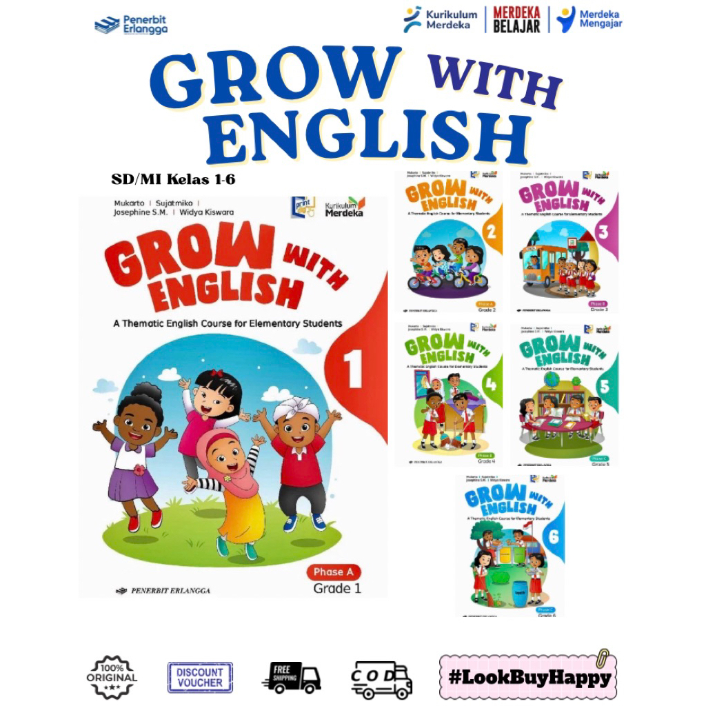Buku GROW WITH ENGLISH SD/MI (Buku Inggris Erlangga SD) Buku Penerbit Erlangga (DIJAMIN ORI)