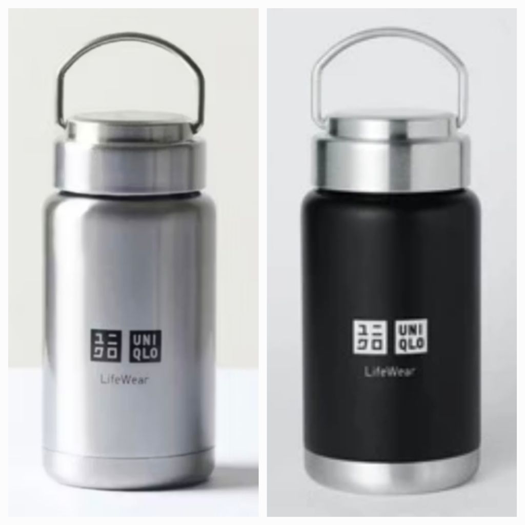 Uniqlo Insulated Tumbler Stainless Steel Limited Edition Termos Botol Water Bottle Uniqlo Black Silv