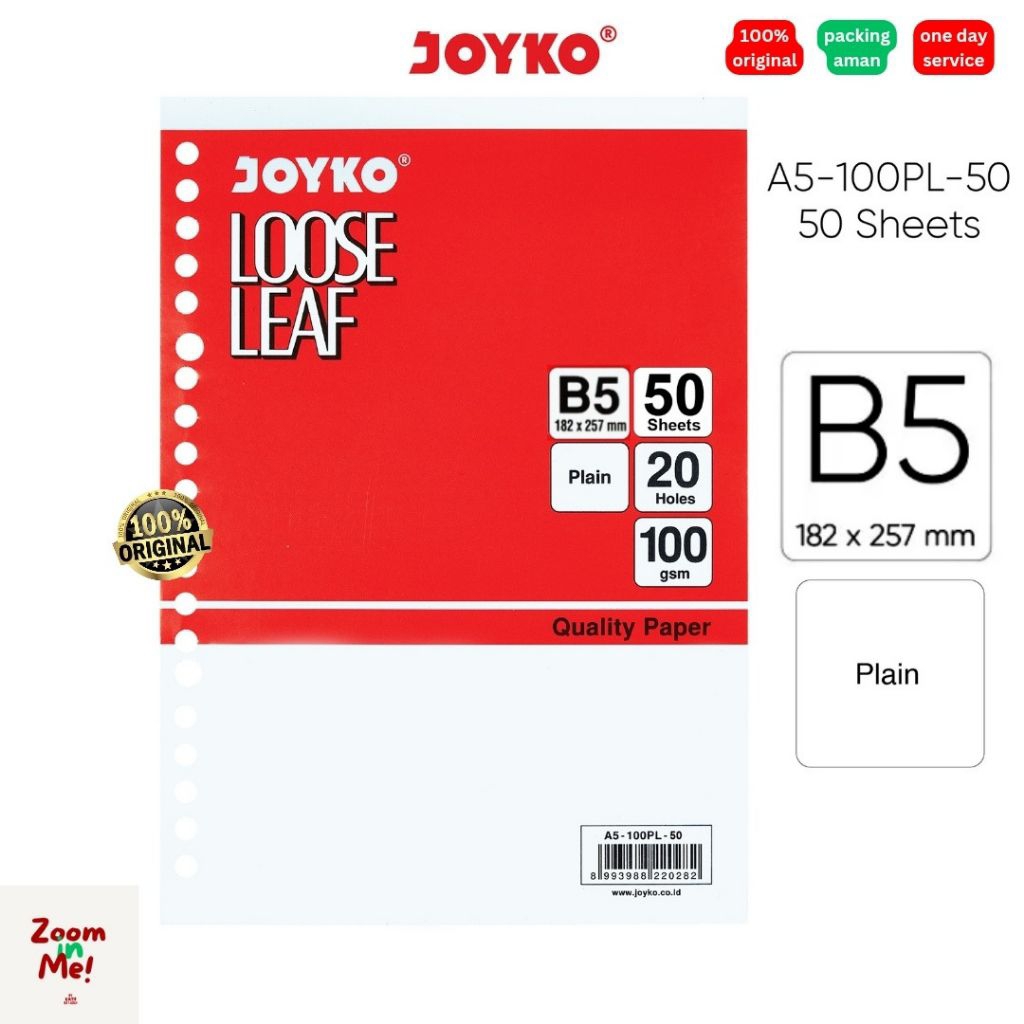 

Loose Leaf B5 Joyko Isi 50 (Polos) / Isi Refil Binder B5 50 Lembar (Polos)