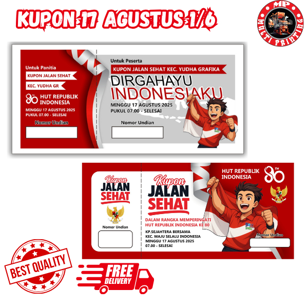 

KUPON 17 AGUSTUS CUSTOM JALAN SANTAI DOORPRIZE GRATIS DESAIN ISI 100 LEMBAR MULTI PRINTING