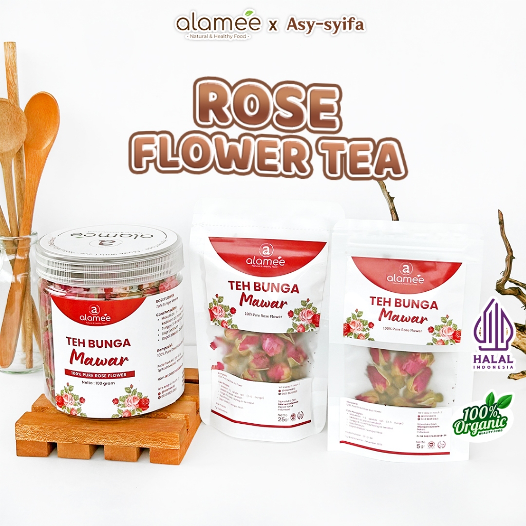 

ALAMEE Teh Bunga Mawar Rose Flower Flower Tea Organik Kering Dried Alami 25 Gr