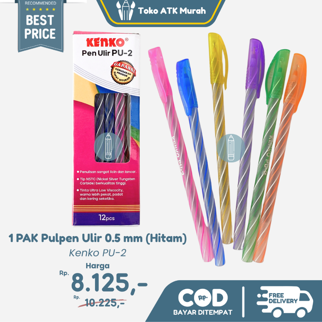 

Ball Pen Pulpen Pena Kenko PU-2 0.5 mm 1 Box 12 Pcs