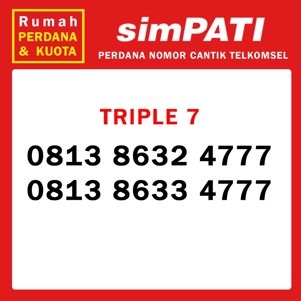 Perdana nomor cantik Telkomsel Simpati triple 777