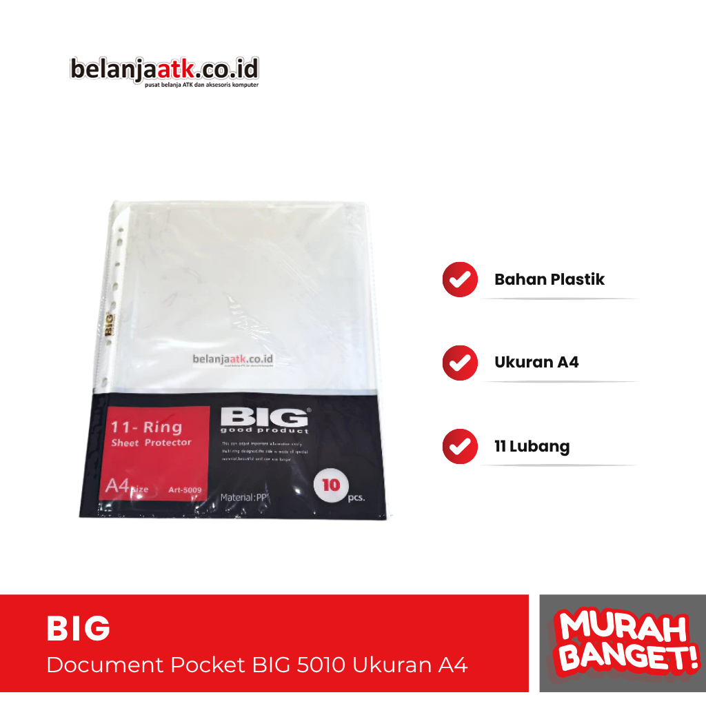 

Document Pocket BIG 5010 Ukuran A4 / Sheet Protector Plastik