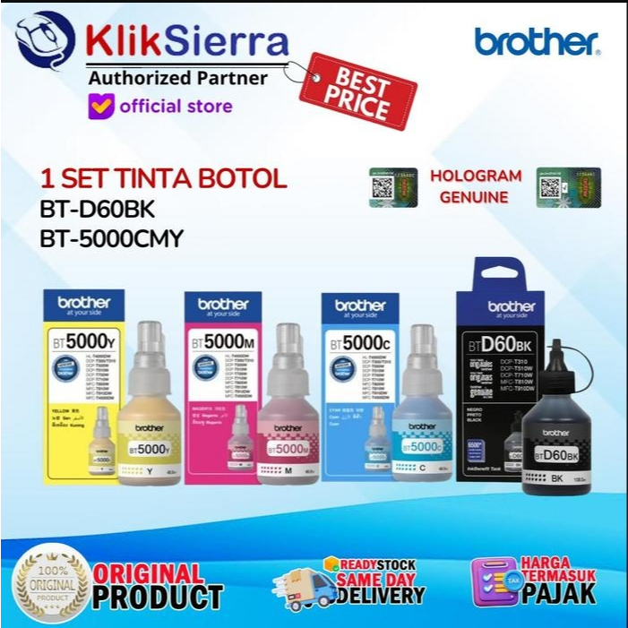 BROTHER Tinta Botol BT-D60BK BT-5000C BT-5000M BT-5000Y INK Refill ORIGINAL For T220 T420W T720DW