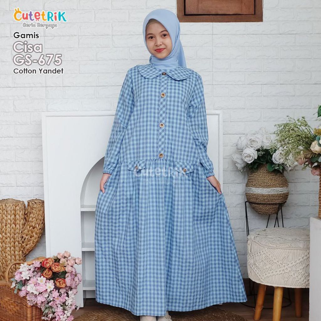 GAMIS KATUN YANDET CISA BY CUTETRIK TERBARU MOTIF KOTAK GAMIS ANAK TANGGUNG DAN REMAJA GAMIS REMAJA 