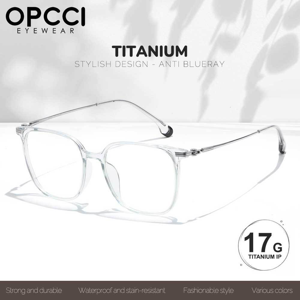 OPCCI Kacamata Kotak Premium Titanium Quality Light Ringan Nyaman Plano Lens Simple Fashion Pria/Wan