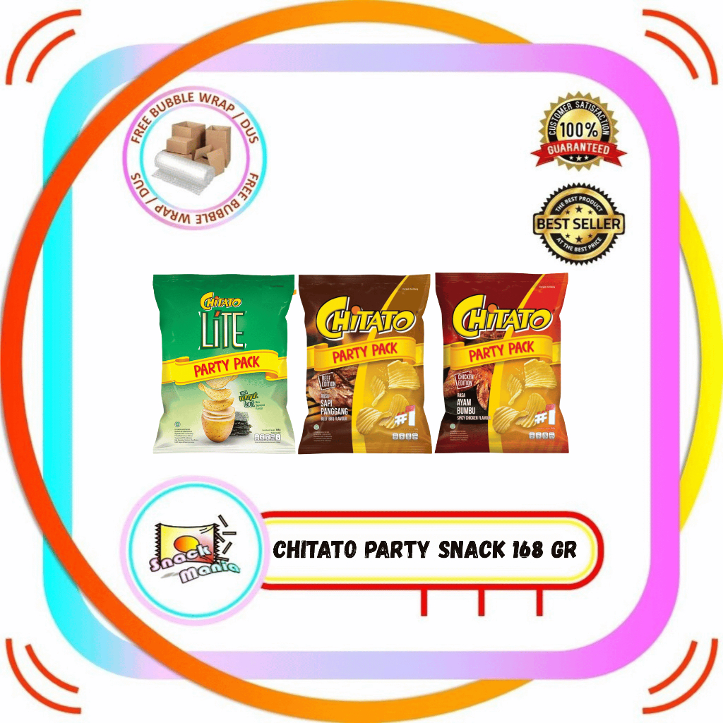 

Chitato PARTY PACK Sapi Panggang Chicken Spicy Seaweed ~ 168 gr Beef BBQ Rumput laut